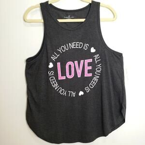 Bobbie Brooks Graphic All You Need Is Love Tank Top Large